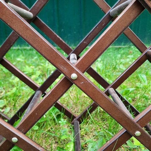 Vintage dark stained wooden accordion wine rack expandable bottle storage - Picture 7 of 11